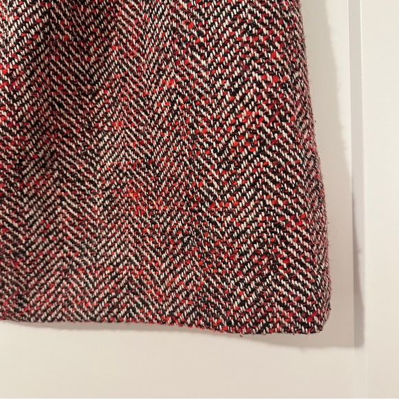 Loft Ann Taylor Black Red White Herringbone Wool Blend Skirt Size 2 Women’s - Picture 8 of 11